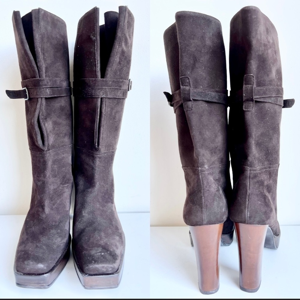 Like New 7 - STUART WEITZMAN Boots Mid Calf Short Boots Platform Suede